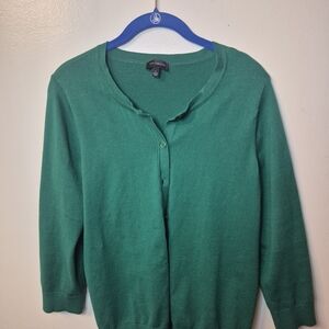 The Limited Emerald Green Button-Front 3/4 Sleeve Cardigan Sweater LARGE